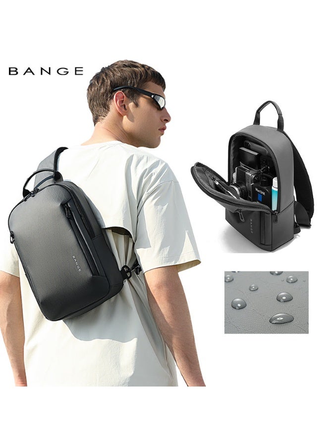BANGE 3077 Grey Hot Selling Wholesale Lightweight Everyday Sling Chest Bag Waterproof Minimalist Ergonomic Crossbody Bag for Men - Image 5